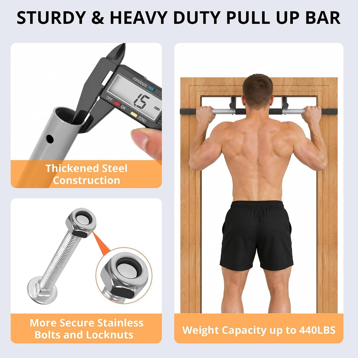 Pull up Bar for Doorway Full Upper Body Workout Home Fitness Chin up Bar